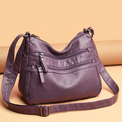 Soft Leather Multi-layer Messenger Bag for Women, Middle-aged Mother