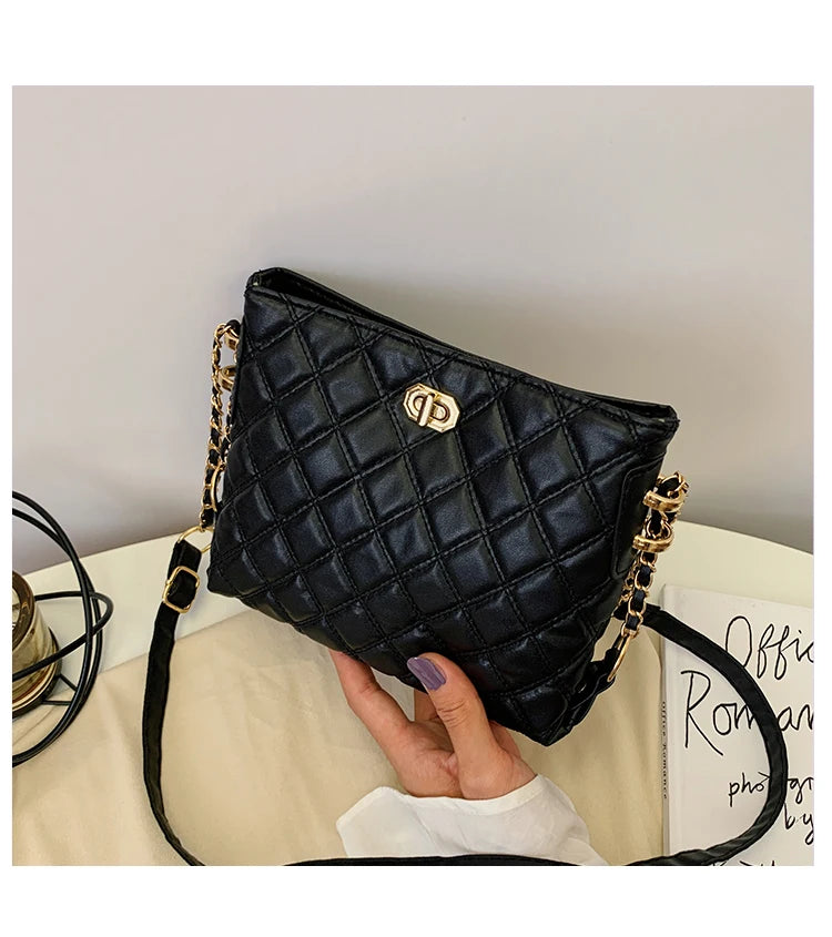 Soft Leather Shoulder Bag Chain Crossbody Large Capacity Bucket Bag