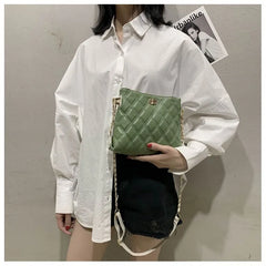 Soft Leather Shoulder Bag Chain Crossbody Large Capacity Bucket Bag