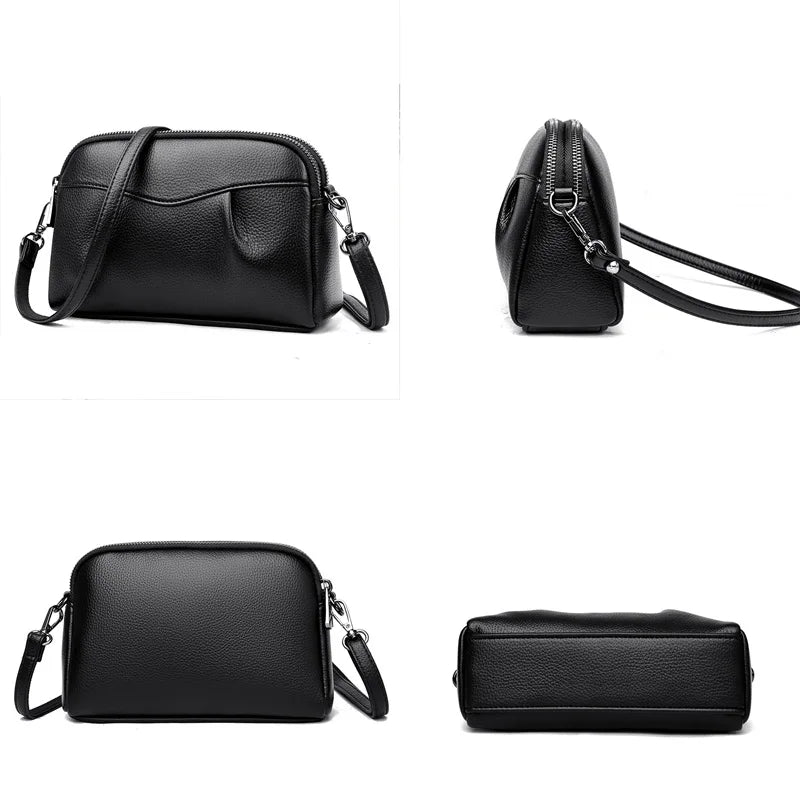 Soft Leather Women Shoulder Bag Handbags Ruched Crossbody Bags Bolso Mujer