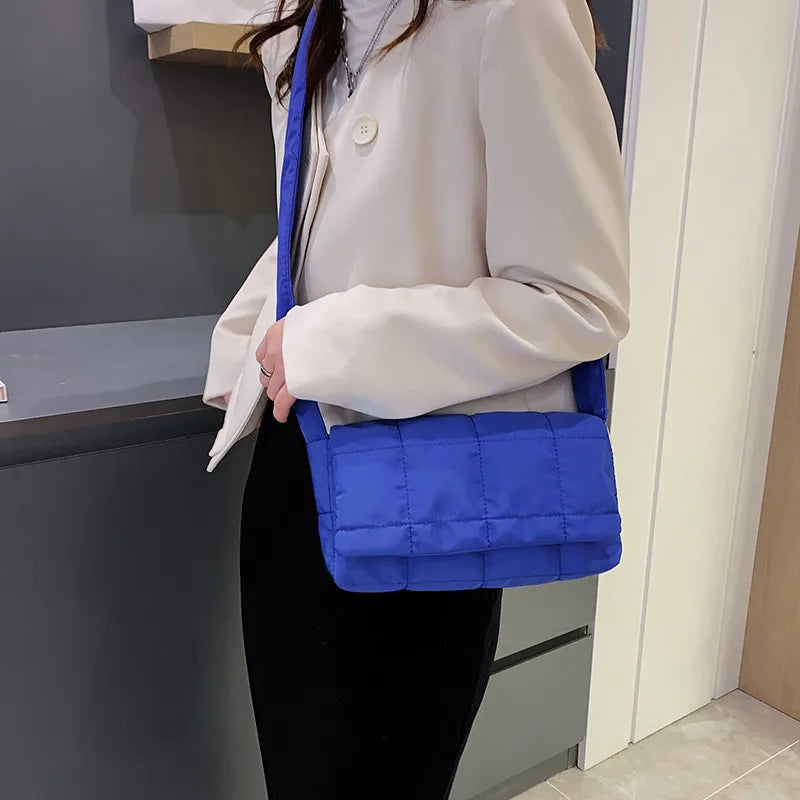Space Pad Cotton Women Shoulder Bags Winter Nylon Padded Quilted Shopper Bags