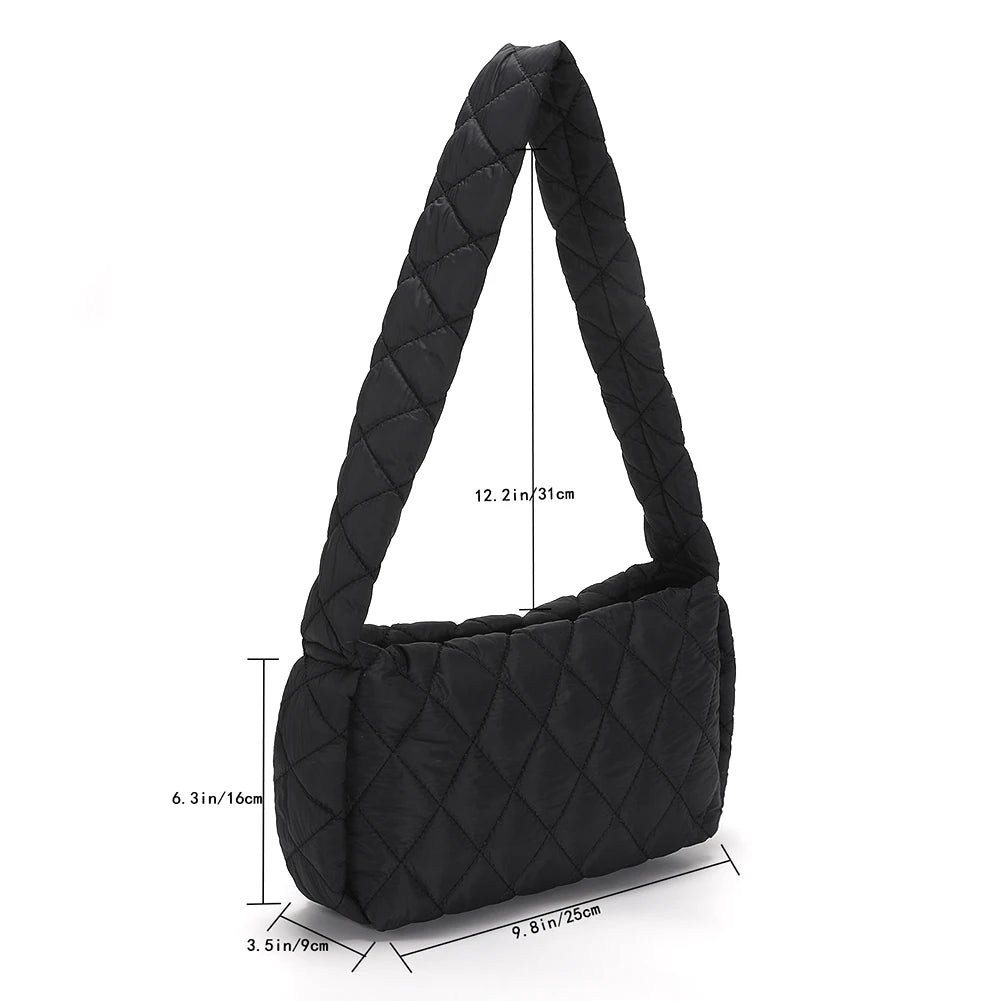 Quilted Nylon Women Shoulder Bag Winter Crossbody Handbag
