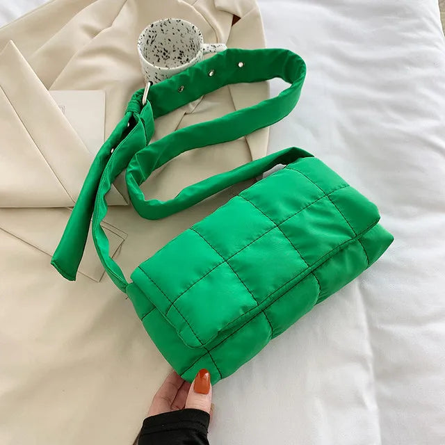 Space Pad Cotton Women Shoulder Bags Winter Nylon Padded Quilted Shopper Bags