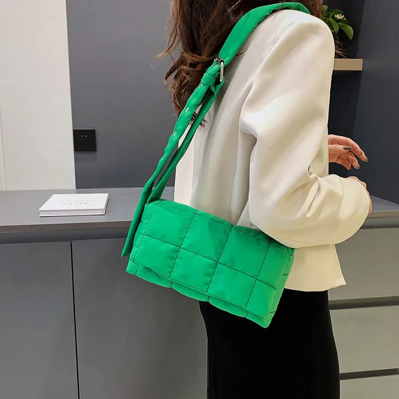 Cotton Shoulder Bags Quilted Shopper Bags Winter Crossbody Handbags