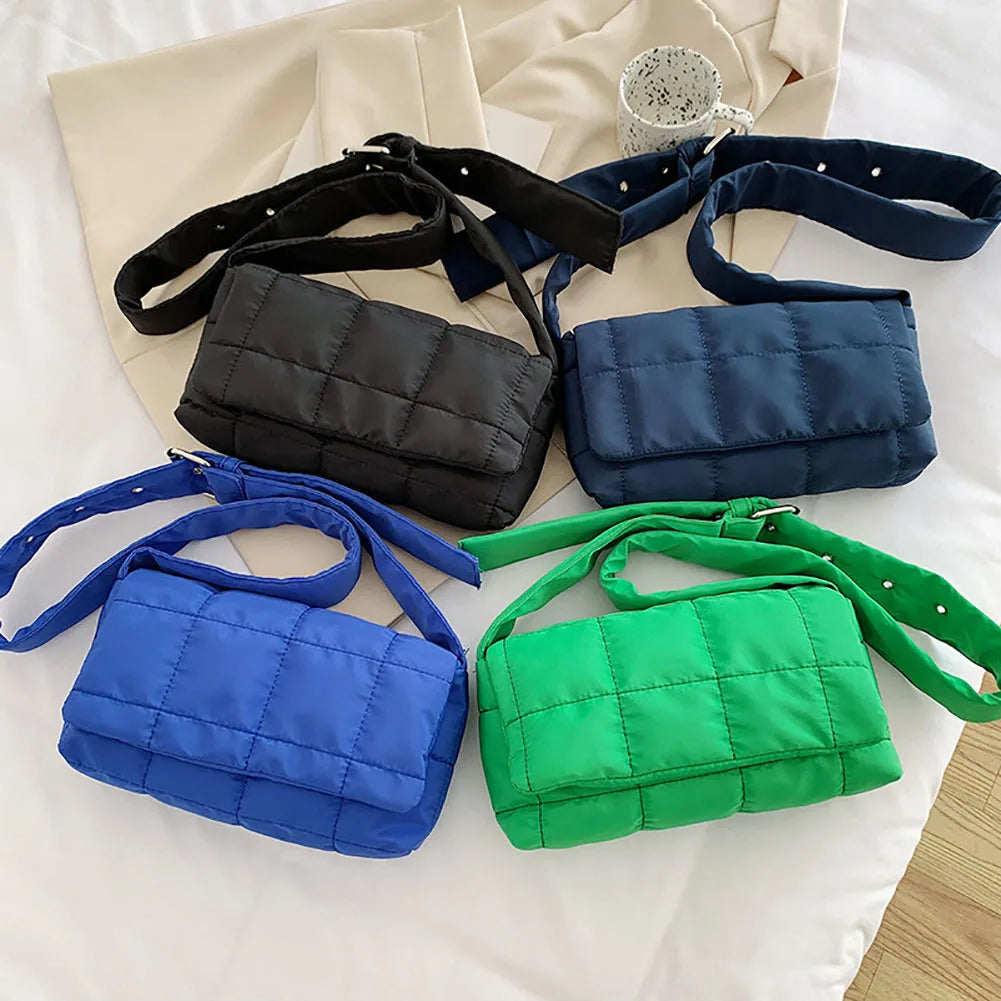 Quilted Nylon Crossbody Handbag Winter Shoulder Bag
