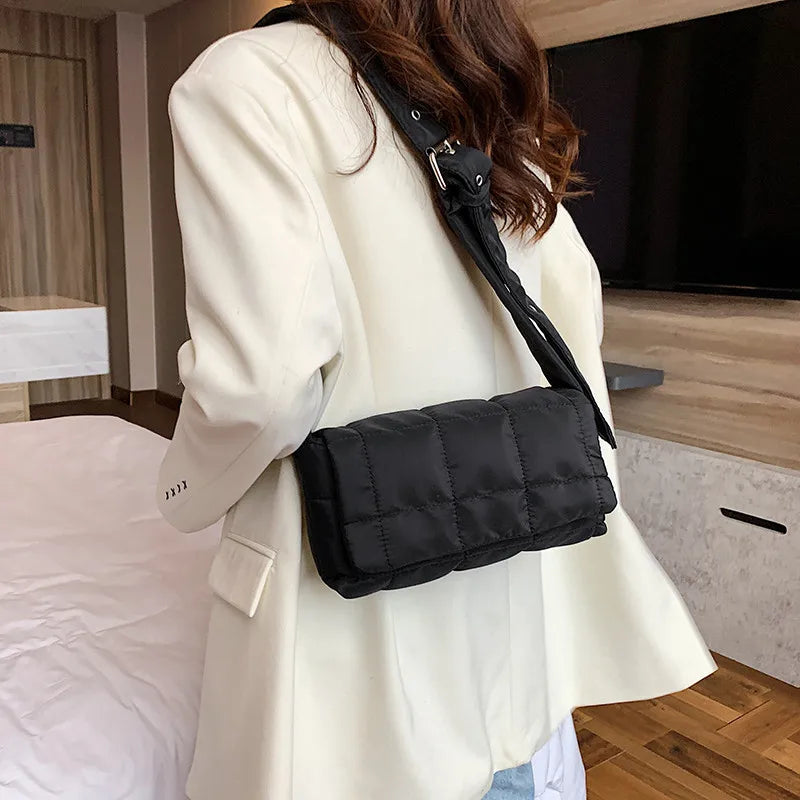 Cotton Shoulder Bags Quilted Shopper Bags Winter Crossbody Handbags
