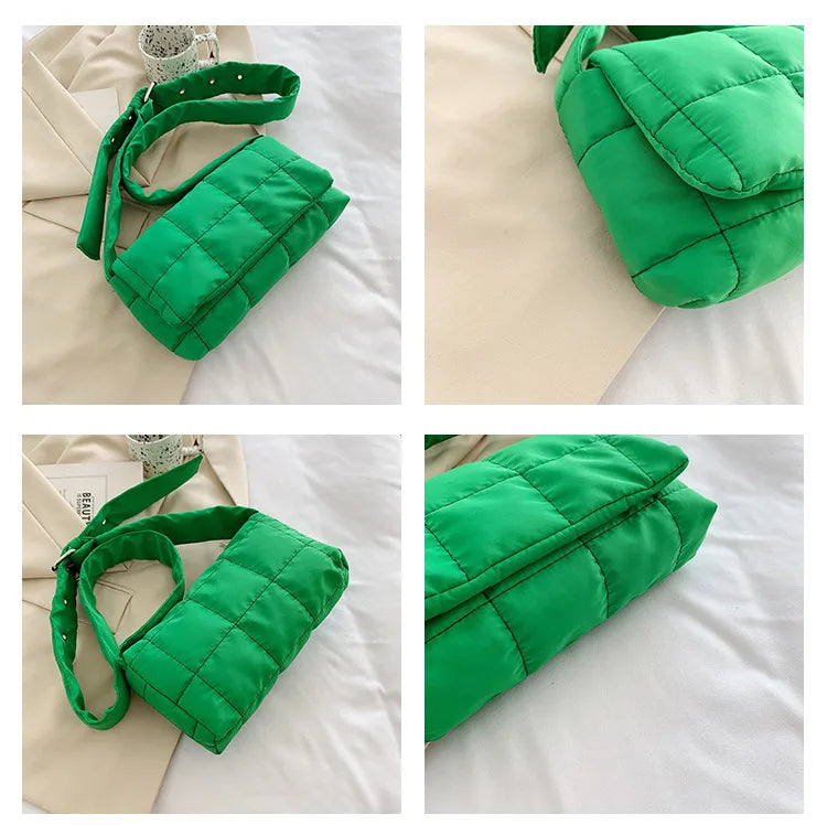 Cotton Shoulder Bags Quilted Shopper Bags Winter Crossbody Handbags
