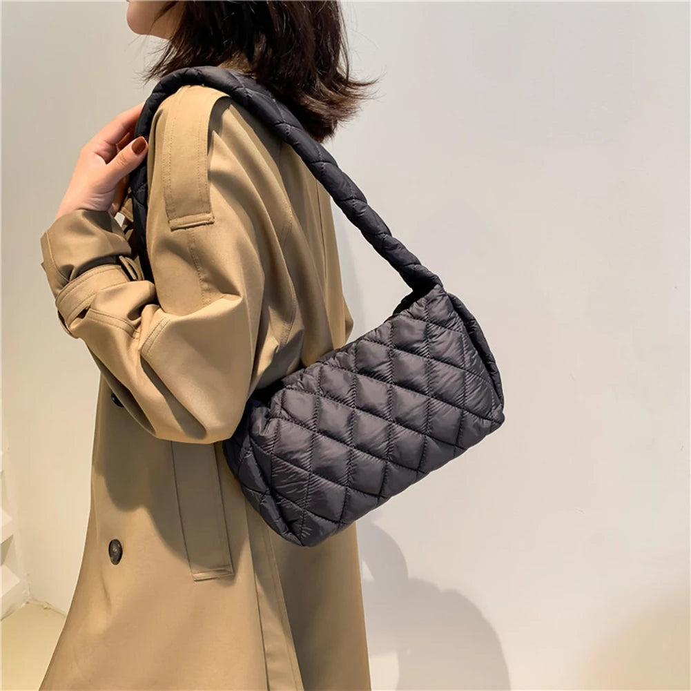 Quilted Nylon Women Shoulder Bag Winter Crossbody Handbag