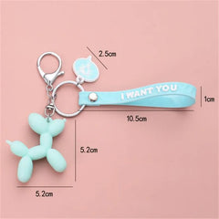 Stereo Balloon Dog Keychain Key ring Cute Cartoon Mobile Phone Bag Car Pendant