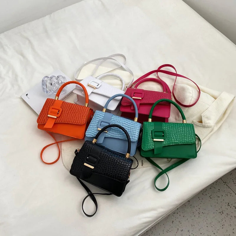 Stone Leather Shoulder Crossbody Bag Vintage Ladies Messenger Purse