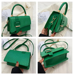 Stone Leather Shoulder Crossbody Bag Vintage Ladies Messenger Purse