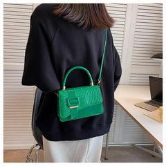 Stone Leather Shoulder Crossbody Bag Vintage Ladies Messenger Purse