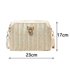 Straw Crossbody Bag Boho Woven Summer Beach Shoulder Handbag