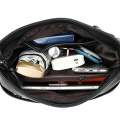 Women High Capacity Handbags Multi-pocket Shoulder Bags Soft PU Leather