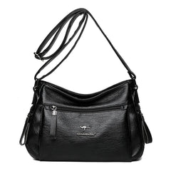Women High Capacity Handbags Multi-pocket Shoulder Bags Soft PU Leather