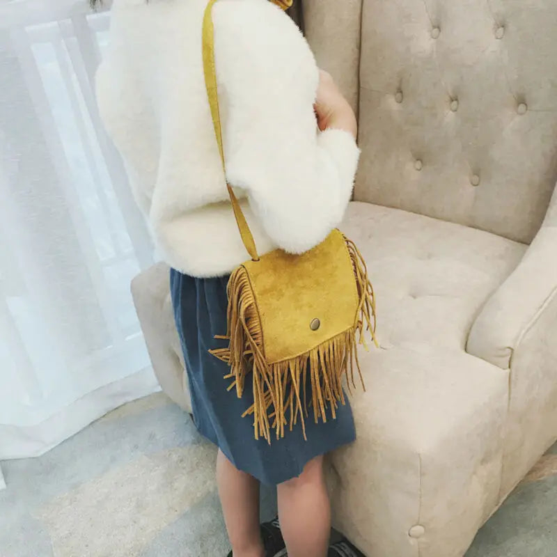 Tassel Mini Messenger Bag Kids Girls Handbags Coin Purse Children Shoulder Bags