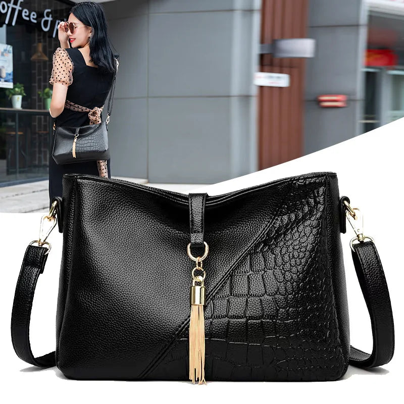 Tassel Women Handbags European Leather Ladies Shoulder Bags