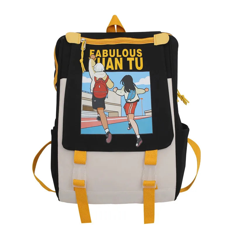 Teenage Girl Student Schoolbag Flip Women College Backpack Waterproof Book Bag