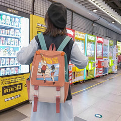 Teenage Girl Student Schoolbag Flip Women College Backpack Waterproof Book Bag