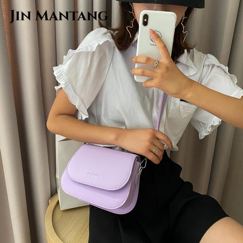 Women Crossbody Bag Solid Flap Shoulder Handbag Small Messenger Purse