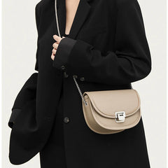 Vintage Leather Saddle Shoulder Bag for Women