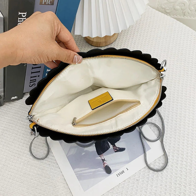 Vintage Fan Shape Clutch Bag Retro Chinese Style Shoulder Crossbody Handbag