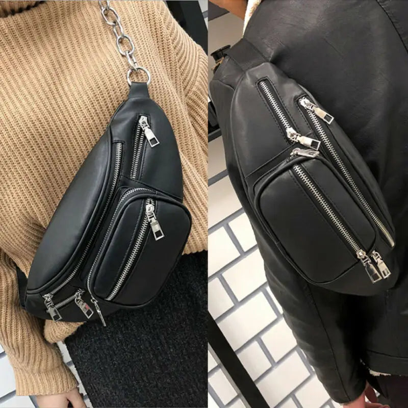 Women's Waist Bag Fanny Pack PU Leather Belt Purse Phone Key Pouch
