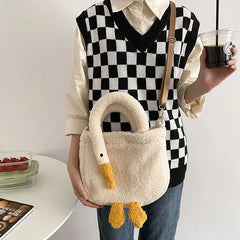 Goose Cashmere Shoulder Bag Girl Handbag Adjustable Messenger Bag