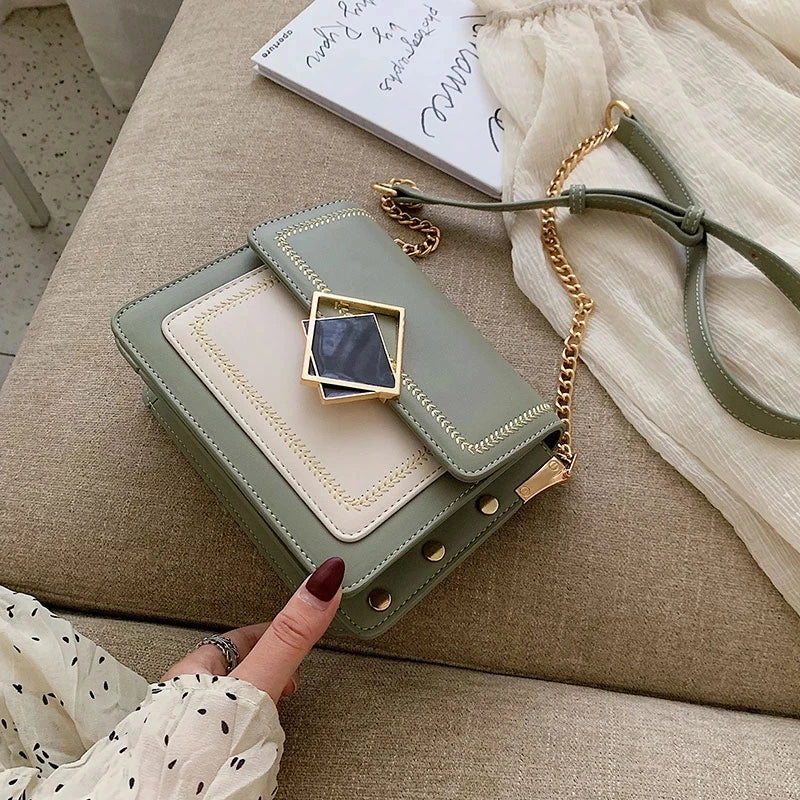 Women Bag Chain Pu Leather Crossbody Bags Lady Small Shoulder