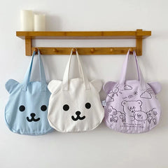 Women Bag Bear Head Double-Sided Back Shoulder Bag Large-Capacity School Bag