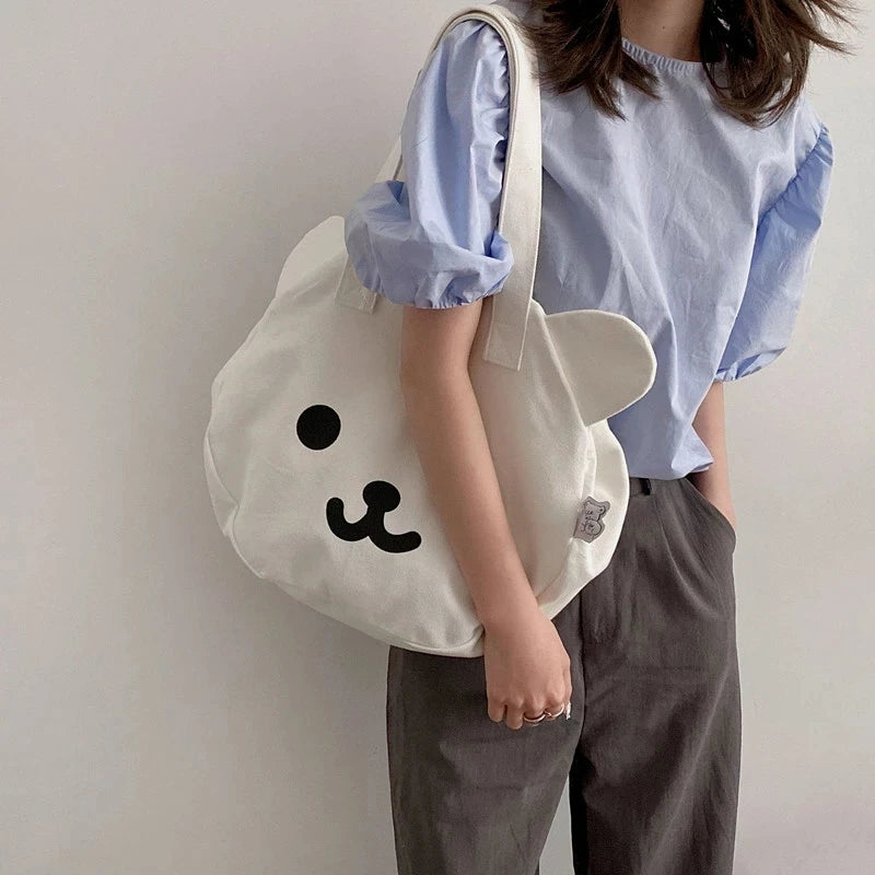 Women Bag Bear Head Double-Sided Back Shoulder Bag Large-Capacity School Bag