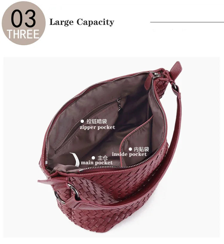 Luxury Woven Leather Handbags for Girls