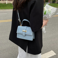 Women Belt Lock Single Shoulder Crossbody PU Leather Handbag