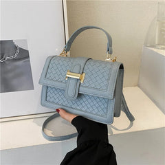 Women Belt Lock Single Shoulder Crossbody PU Leather Handbag