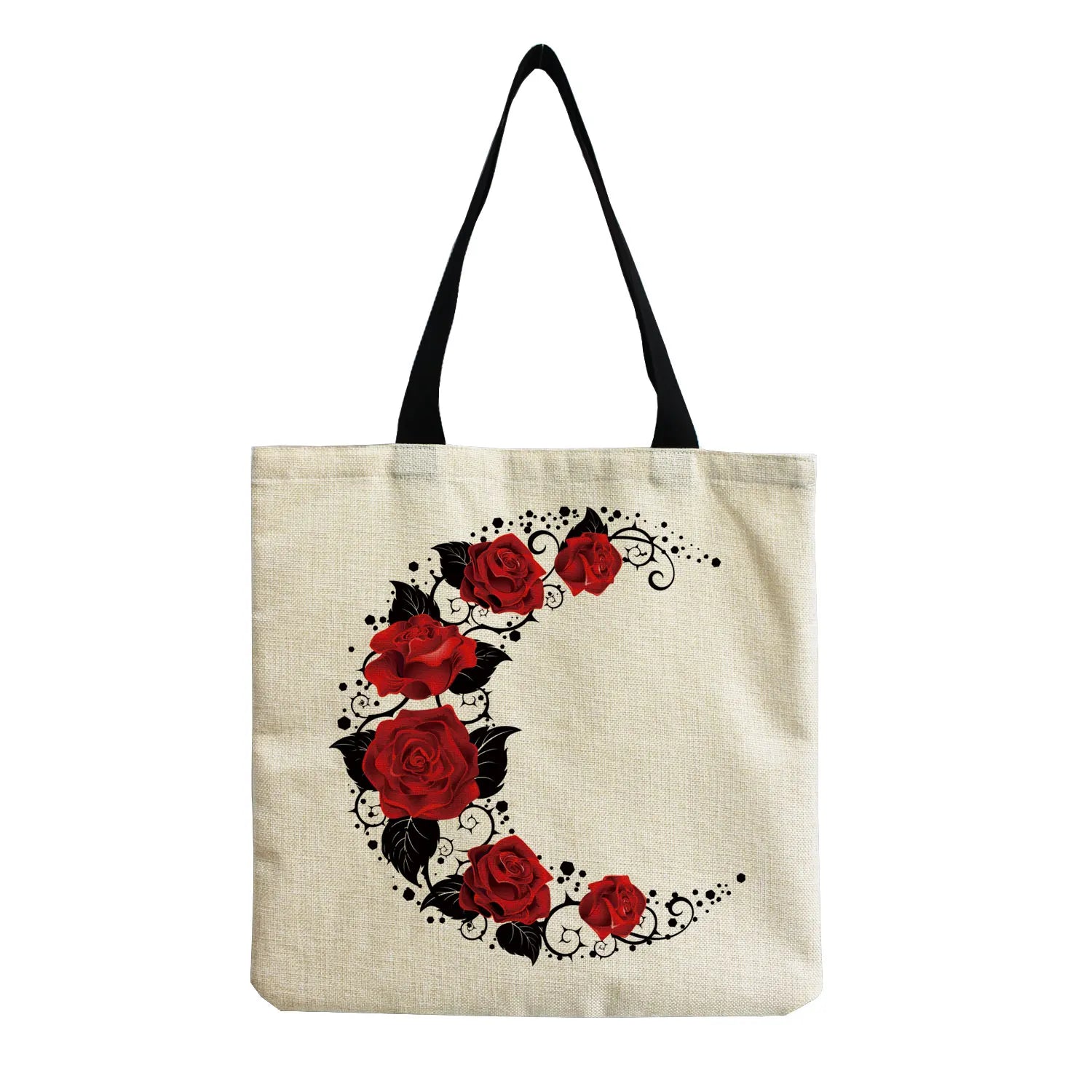 Women Tote Red Rose Musical Note Printed Handbags