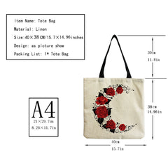 Women Tote Red Rose Musical Note Printed Handbags