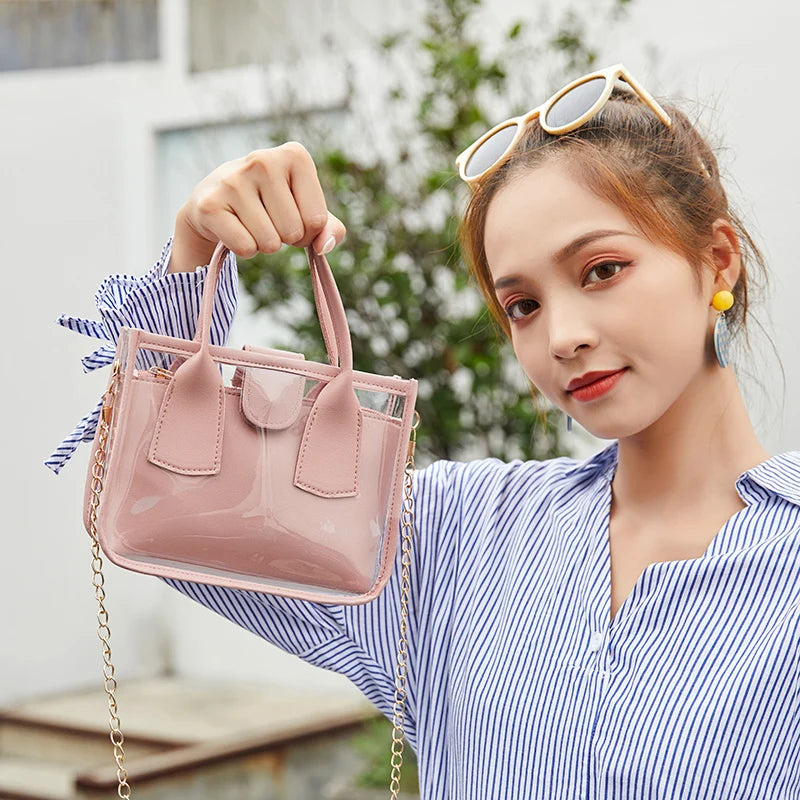 Women Clear Shoulder Bag Chain Crossbody Purse for Daily Travel