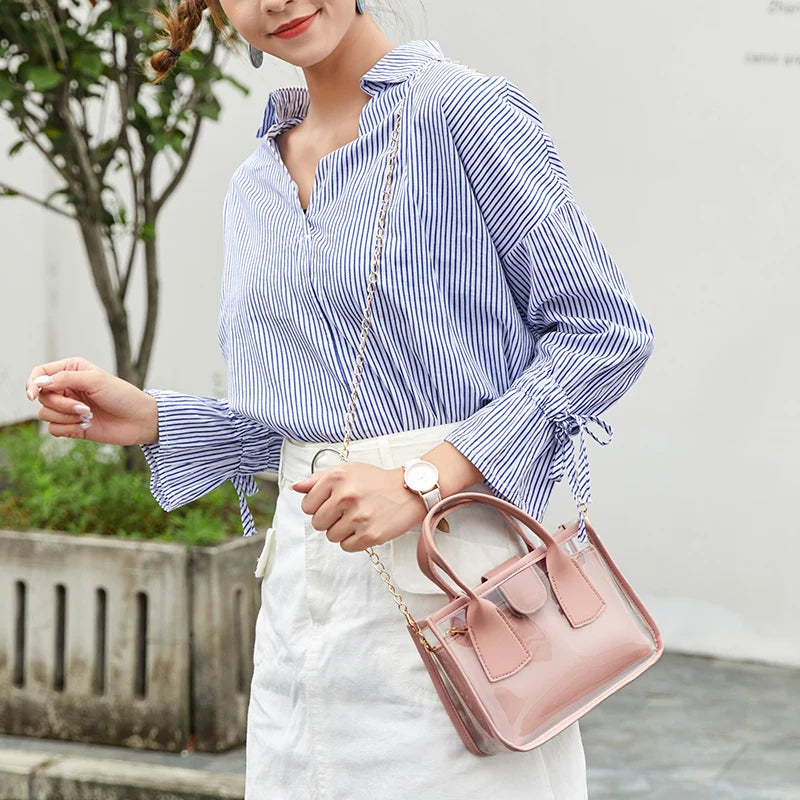 Women Clear Shoulder Bag Chain Crossbody Purse for Daily Travel