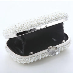 Women Evening Clutch Bag Pearls Crystal Beading Bridal Wedding Party Bags