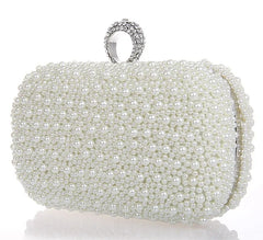 Women Evening Clutch Bag Pearls Crystal Beading Bridal Wedding Party Bags