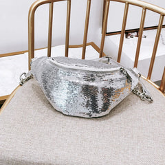 Women Glitter Sequin Fanny Pack Waist Bag Chest Pouch