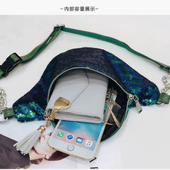 Women Glitter Sequin Fanny Pack Waist Bag Chest Pouch