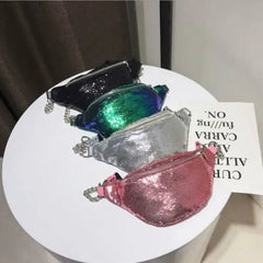 Women Glitter Sequin Fanny Pack Waist Bag Chest Pouch