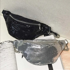 Women Glitter Sequin Fanny Pack Waist Bag Chest Pouch