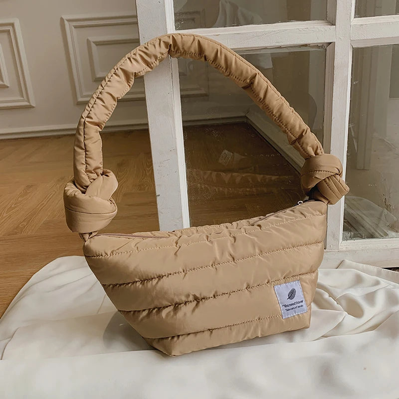 Women Handbag High Space Pad Cotton Feather Down Large Tote Female Shoulder Bags