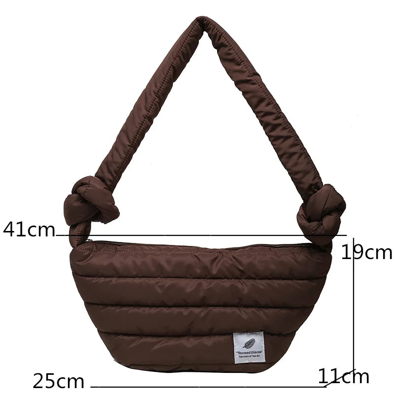 Women Handbag High Space Pad Cotton Feather Down Large Tote Female Shoulder Bags