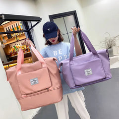 Women Handbag Waterproof Wet Dry Separation Large Capacity Collapsible Bag