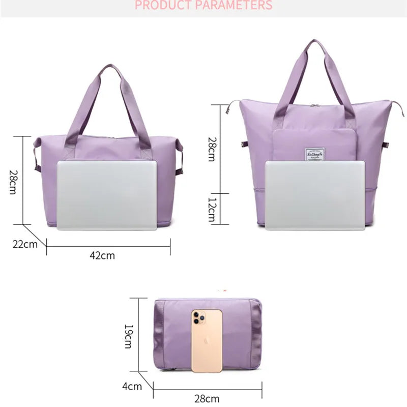 Women Handbag Waterproof Wet Dry Separation Large Capacity Collapsible Bag
