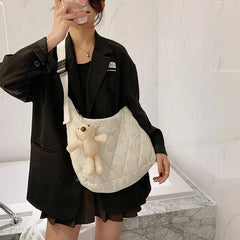 Women Handbags Space Pad Cotton Feather Down Large Tote Shoulder Bags