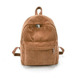 Women Corduroy Backpack Travel Rucksack School Shoulder Bag Gray Khaki